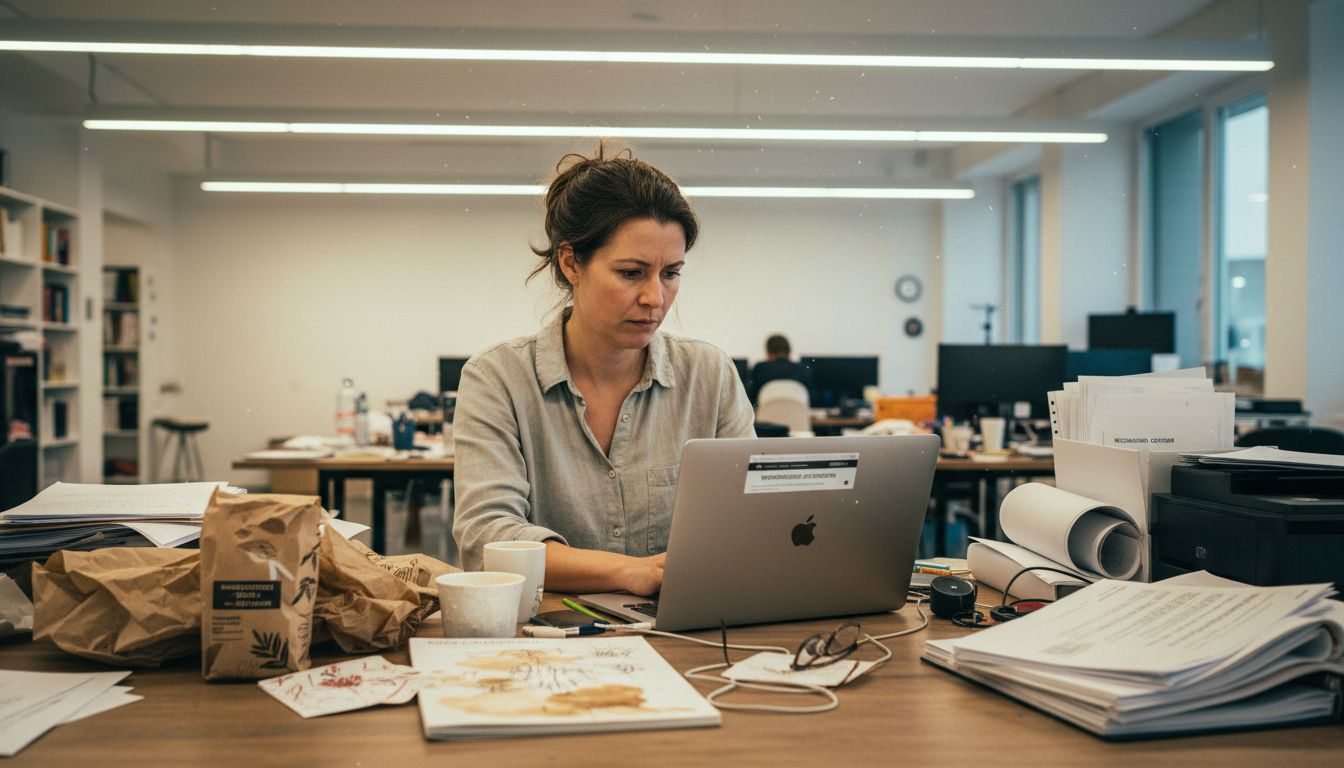 Die Unternehmerin feilt am neuen Webauftritt ihres Unternehmens.