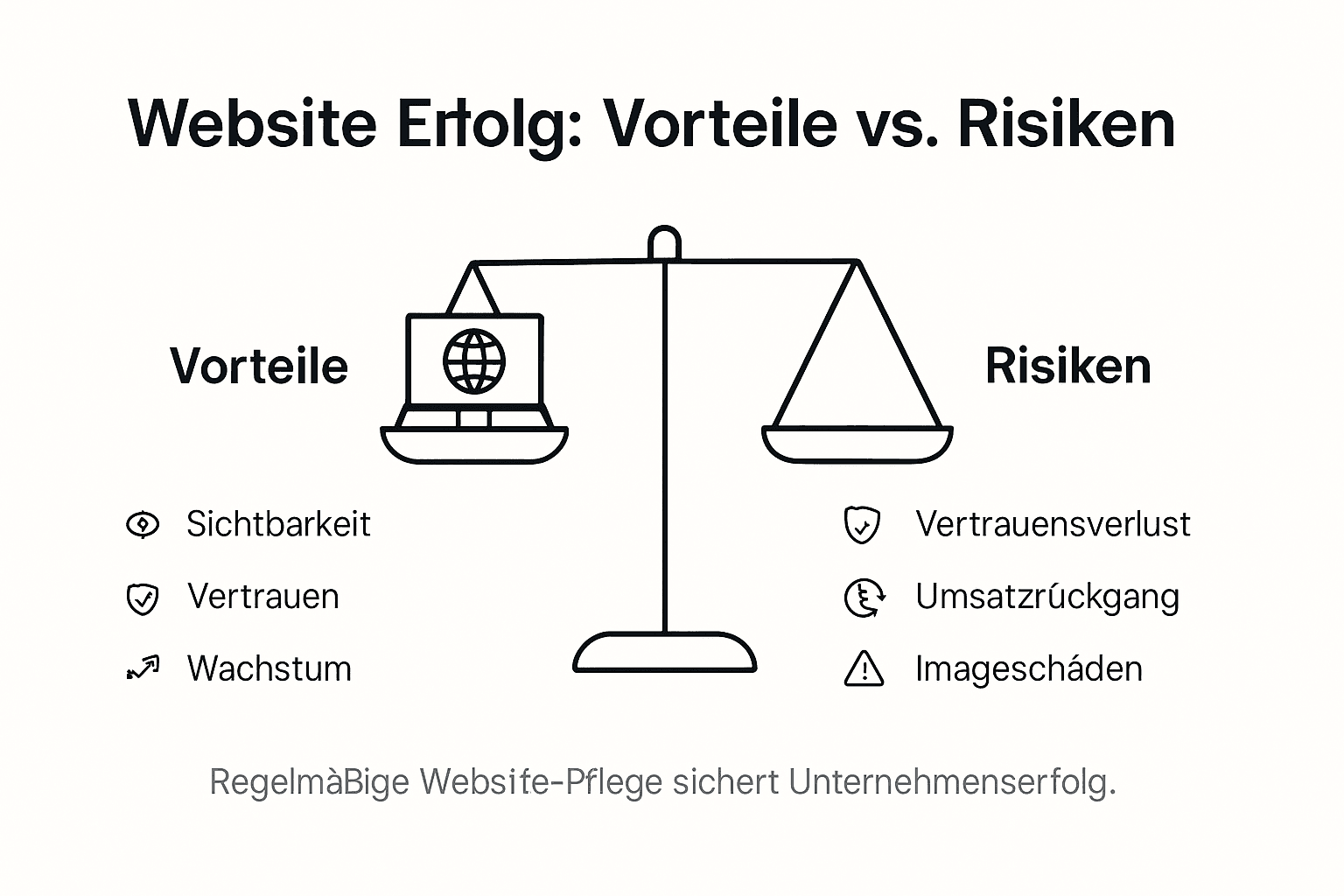 Übersicht: Chancen und Risiken einer eigenen Website auf einen Blick