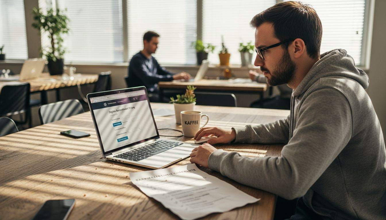 Ein Entwickler überprüft die Barrierefreiheit einer Website anhand einer Checkliste.