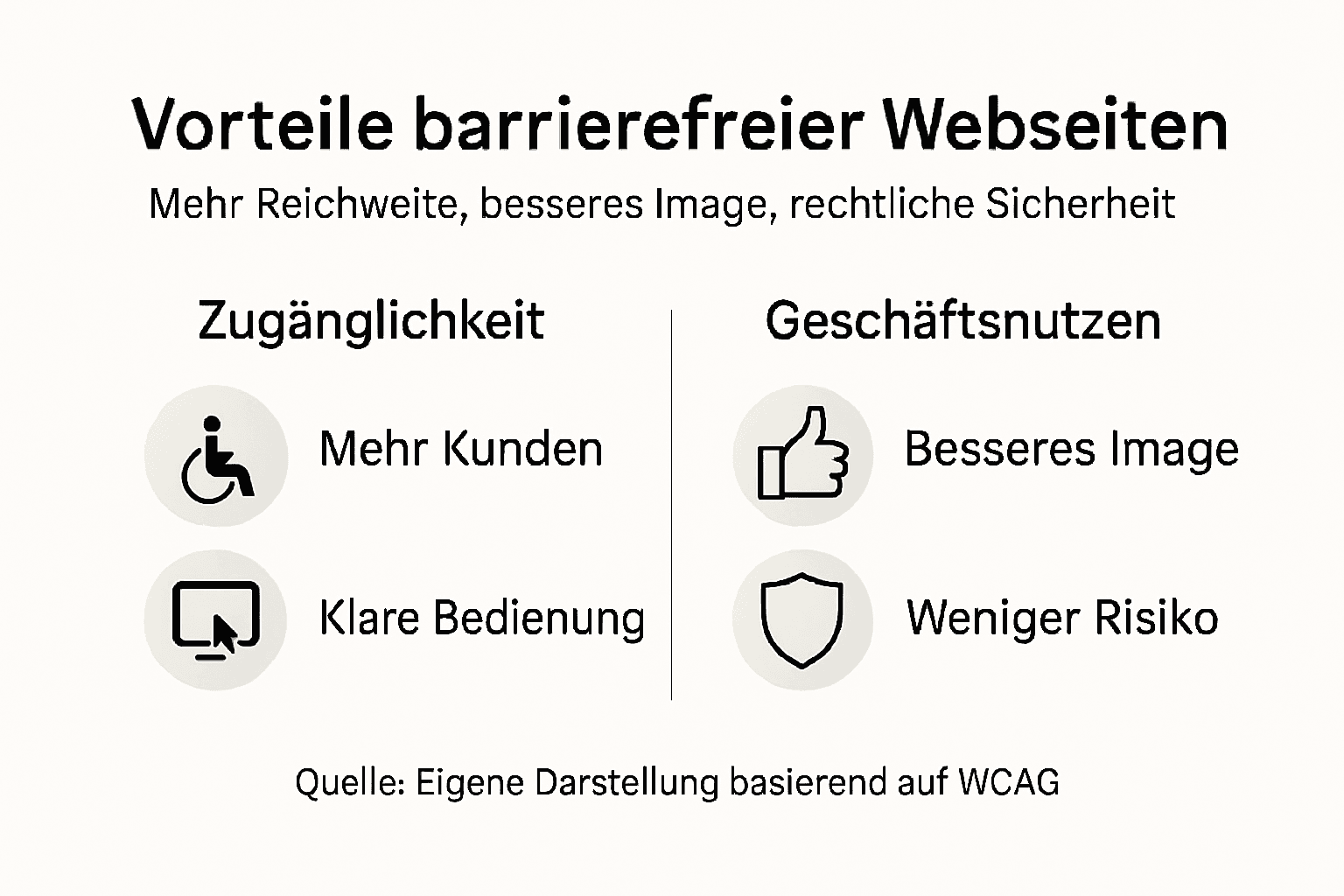 Grafik veranschaulicht, warum barrierefreie Unternehmenswebsites ein echter Gewinn sind