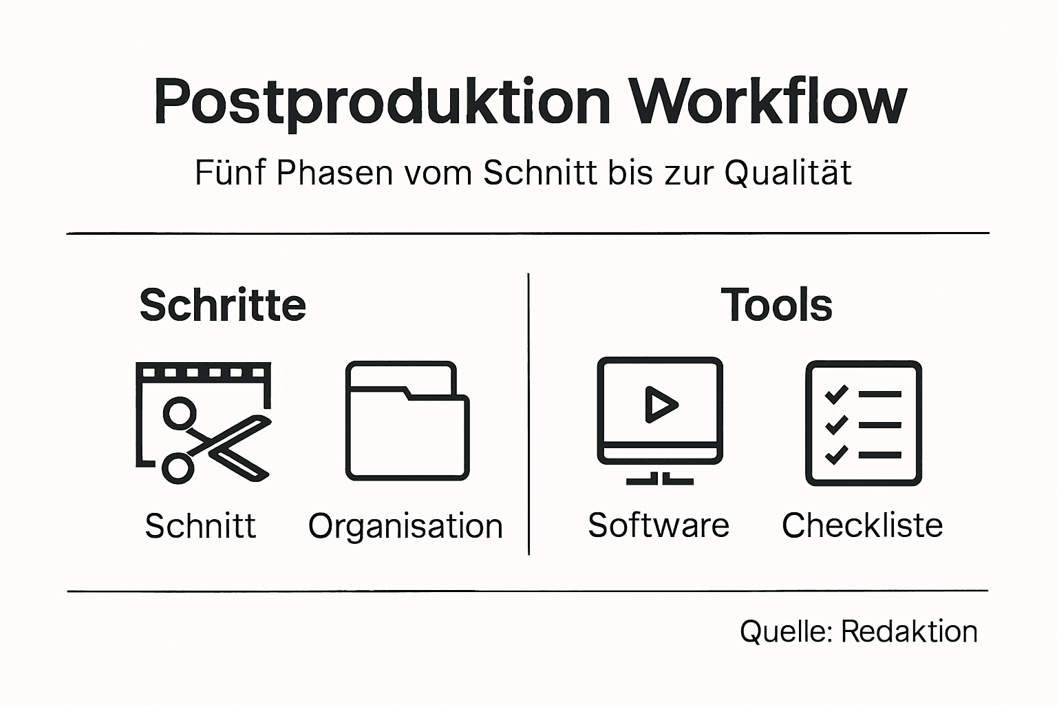Übersichtsgrafik: So läuft die Nachbearbeitung von Videos ab