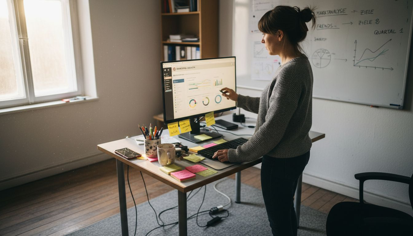 Ein Analyst wirft einen genauen Blick auf die aktuellen Marketingkennzahlen der Webseite.