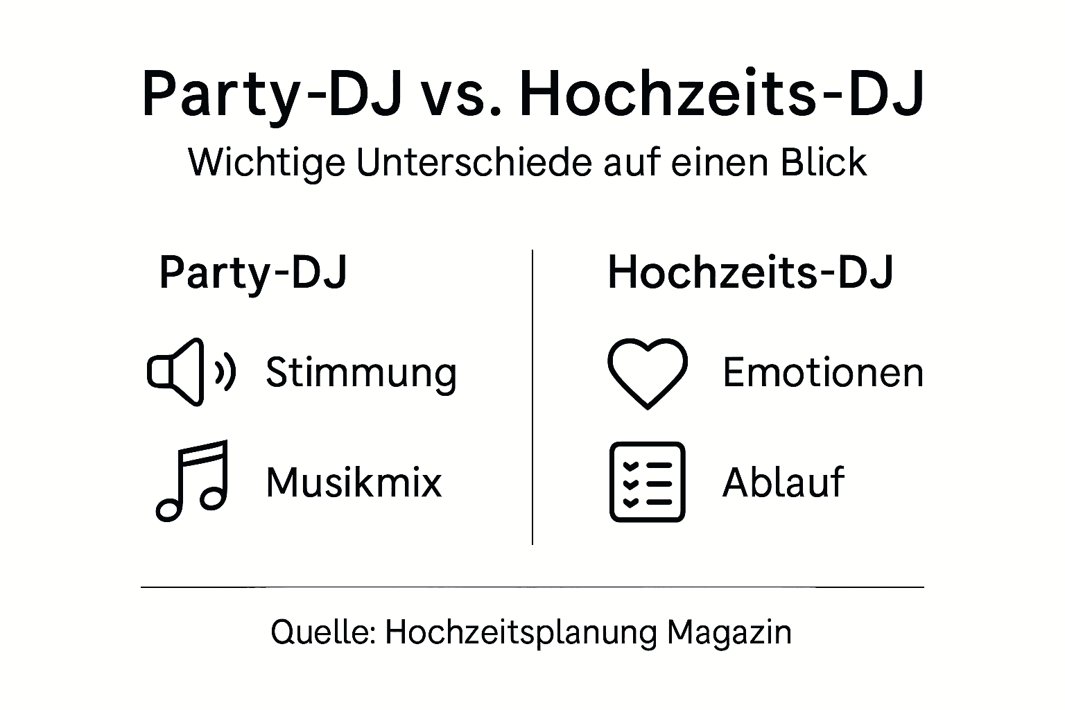 Infografik: Was unterscheidet einen Party-DJ von einem Hochzeits-DJ?