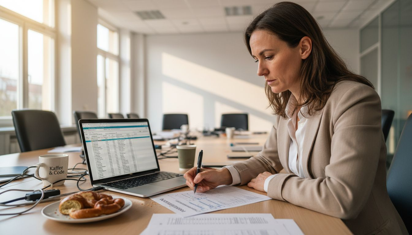 Ein Fachexperte prüft die Checkliste zur Web-Konformität.