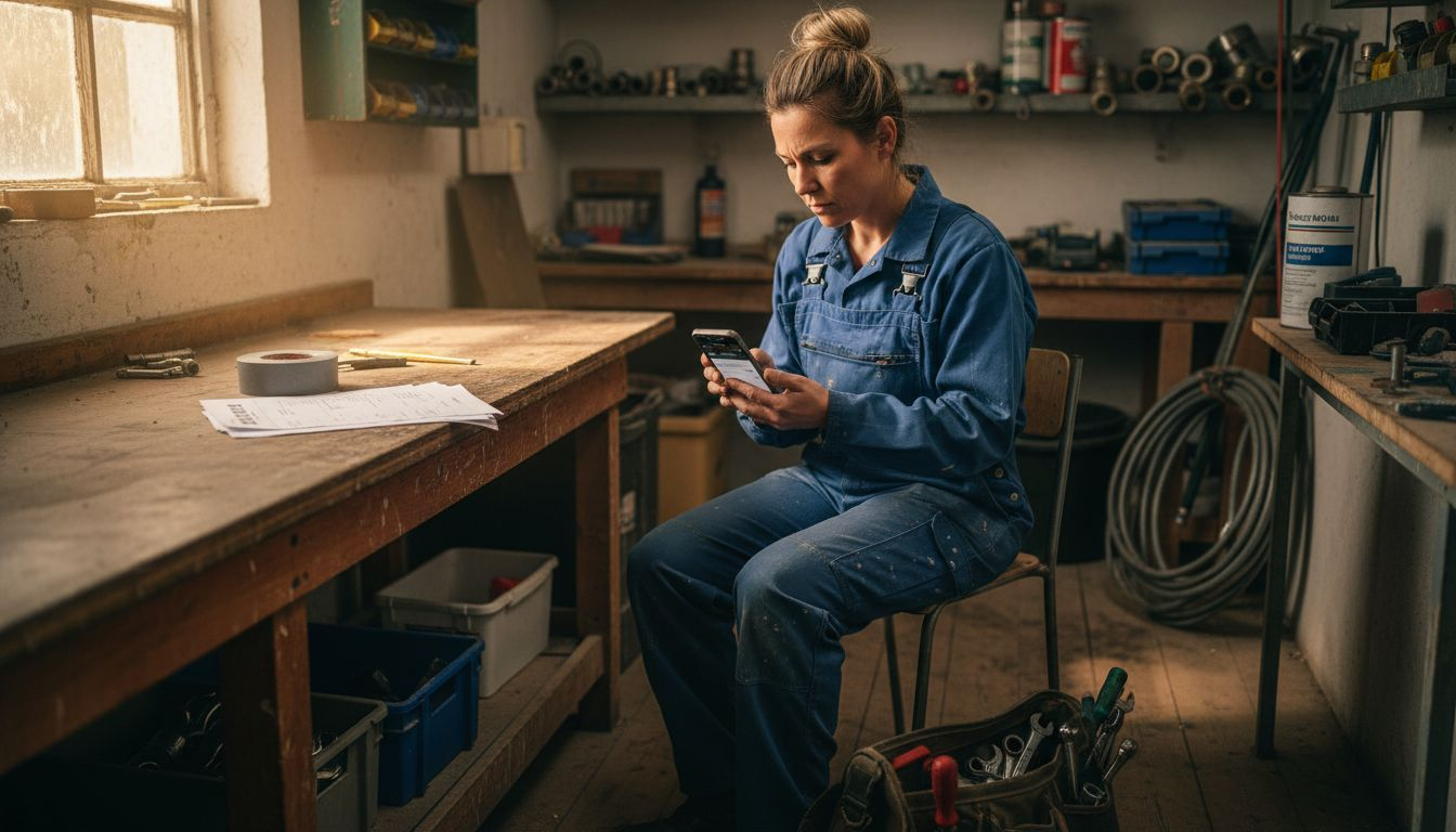Installateur aktualisiert seinen Firmeneintrag in lokalen Branchenverzeichnissen.