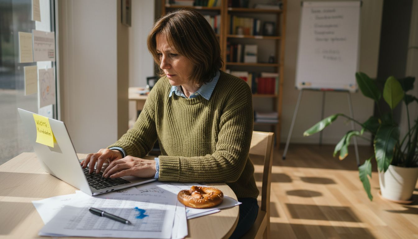 Eine Mitarbeiterin kümmert sich um die IT-Wartung in einem kleinen Betrieb.