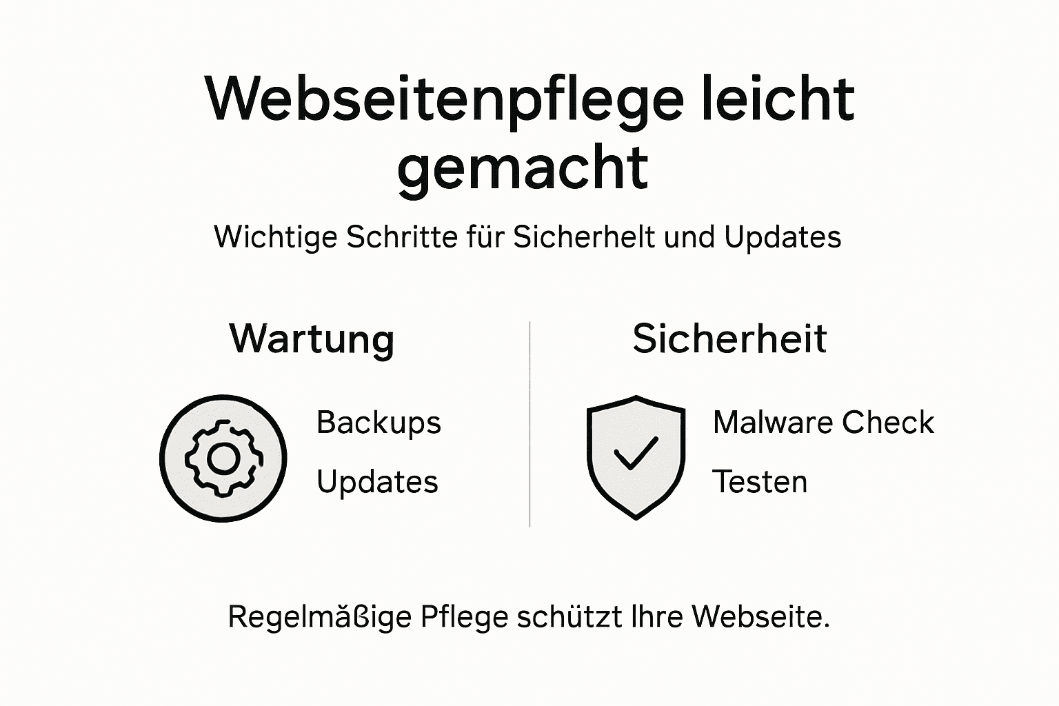 Grafik mit Tipps zur regelmäßigen Pflege und Absicherung deiner Webseite