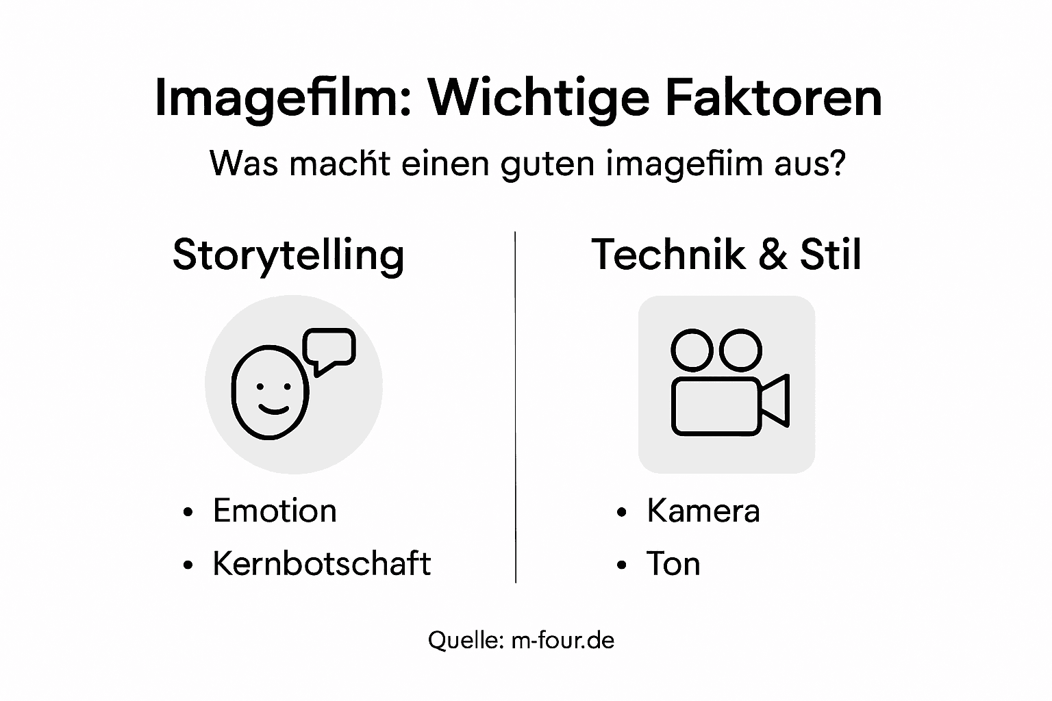 Grafische Übersicht: Die wichtigsten Erfolgsfaktoren für einen überzeugenden Imagefilm