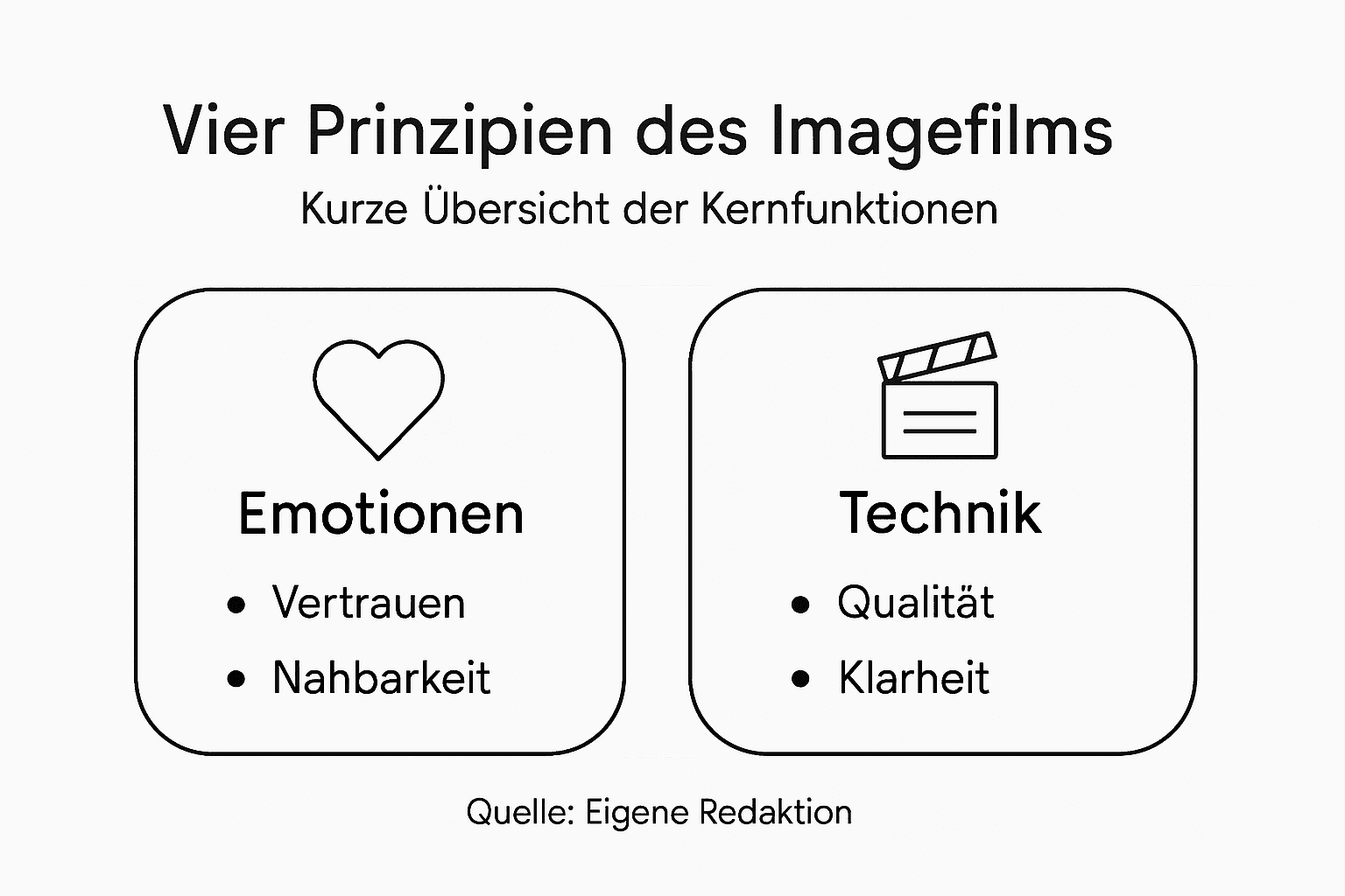 Übersichtliche Infografik: Die wichtigsten Elemente eines erfolgreichen Imagefilms auf einen Blick