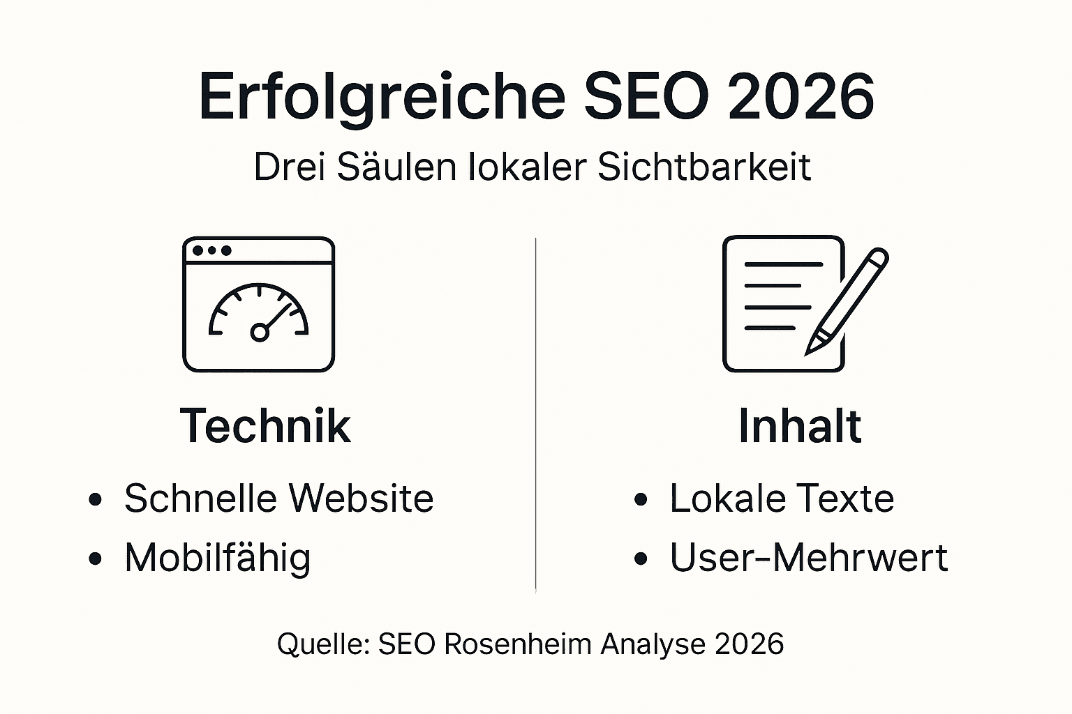 Übersicht: Die drei wichtigsten SEO-Grundpfeiler für Unternehmen in Rosenheim