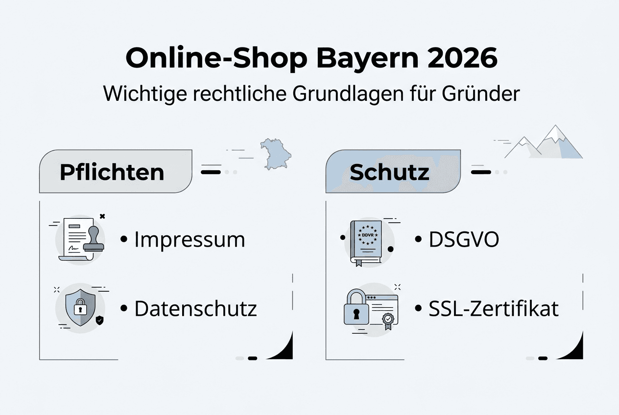 Infografik: Welche rechtlichen Vorgaben gelten für Online-Shops in Bayern?