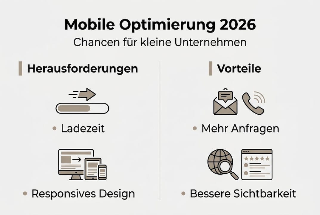 Infografik: Mobile Optimierung für KMU – Herausforderungen und Chancen auf einen Blick