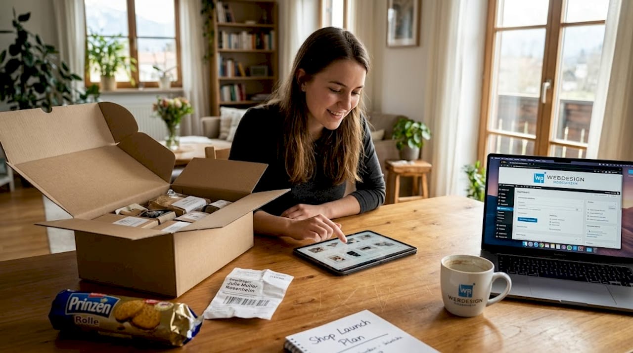 Im Alltag wirft die Unternehmerin regelmäßig einen prüfenden Blick auf die Produktfotos.