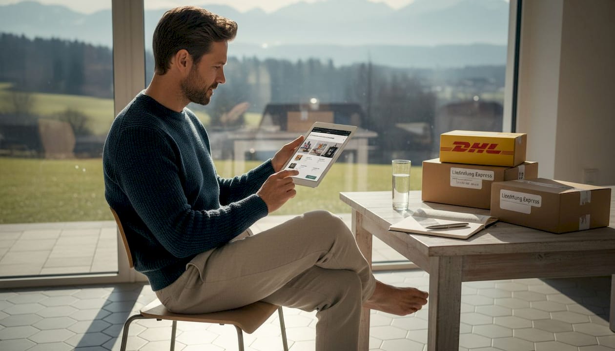 Am heimischen Küchentisch wird bequem online eingekauft – ganz klassisch B2C.