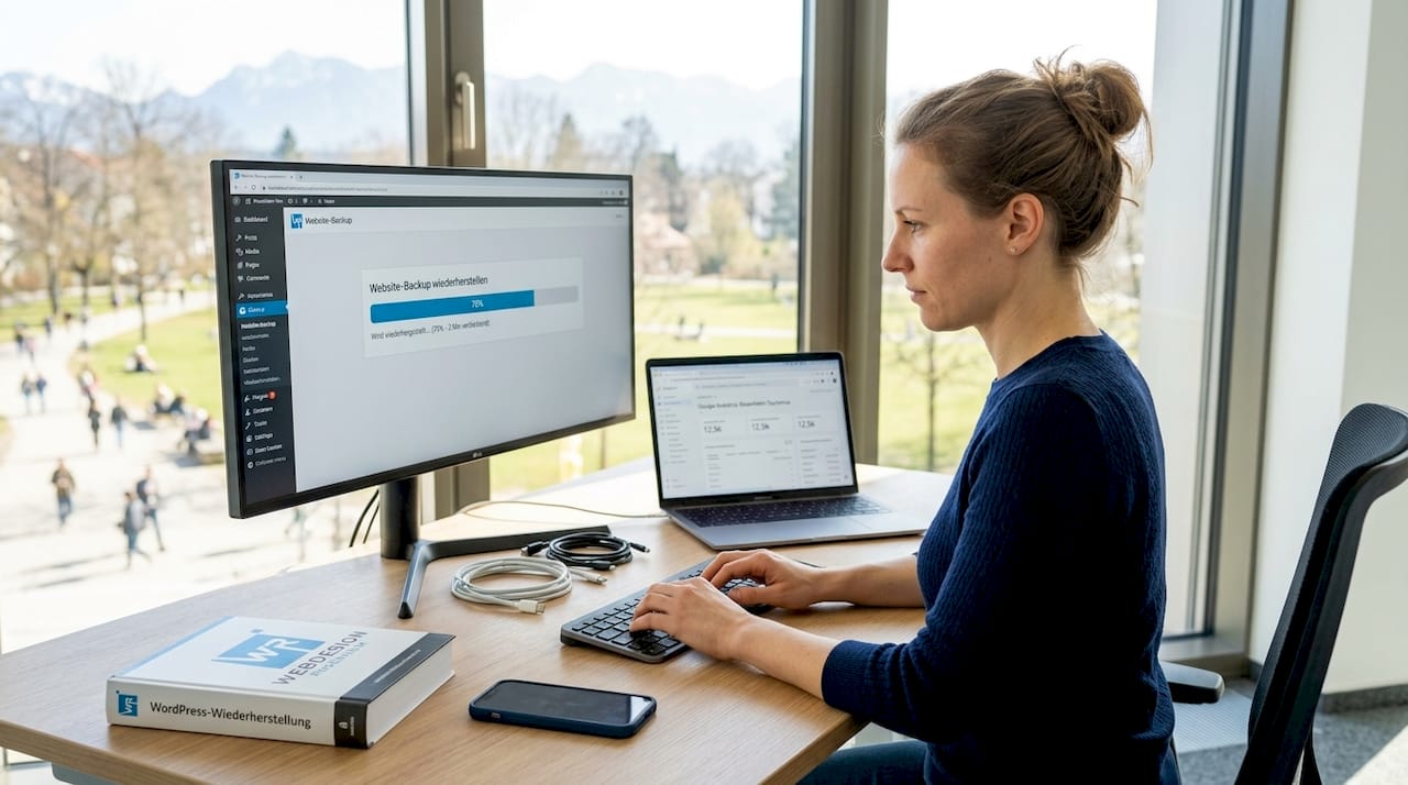 Ein IT-Experte stellt die Sicherung einer Webseite wieder her.