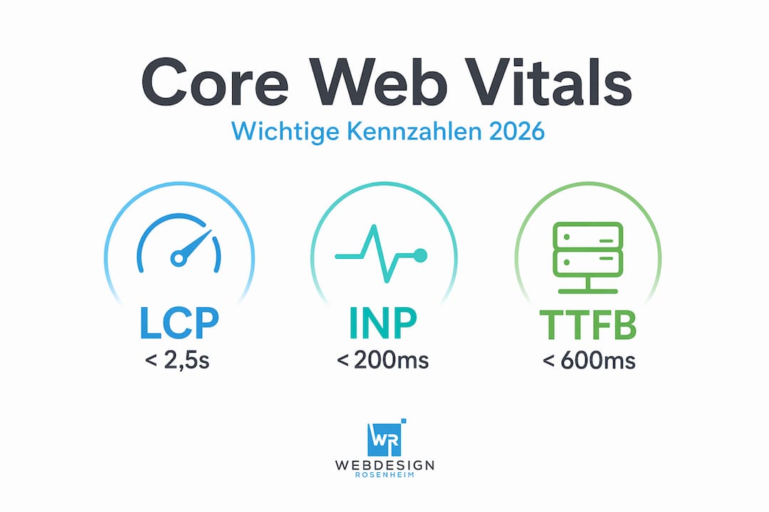 Übersichtliche Infografik mit den wichtigsten Core Web Vitals auf einen Blick