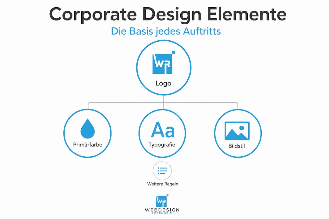 Grafik zur Hierarchie der zentralen Elemente im Corporate Design