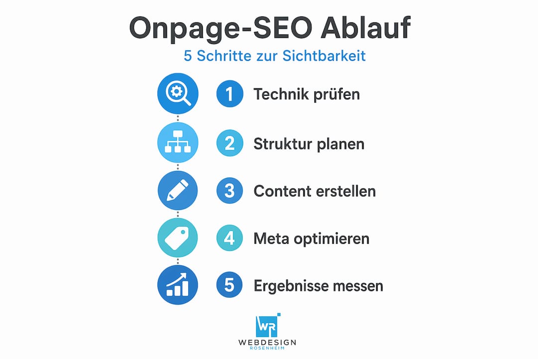 Grafik: Die fünf wichtigsten Schritte für erfolgreiches Onpage-SEO