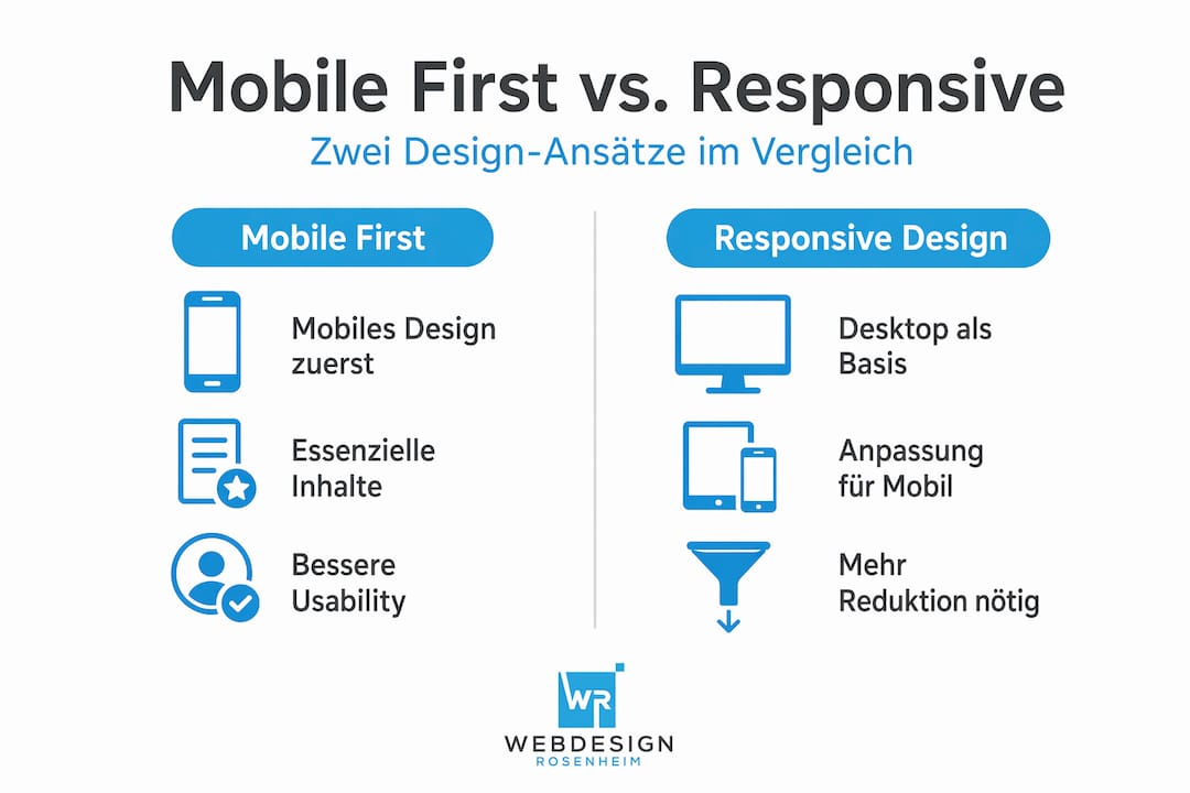Infografik: Mobile-First-Ansatz vs. Responsive Design – Ein Vergleich