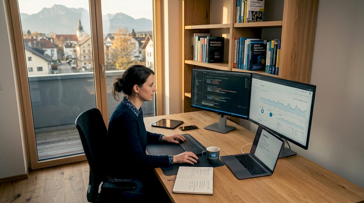 IT-Experte betreut die Umstellung einer Website vor Ort