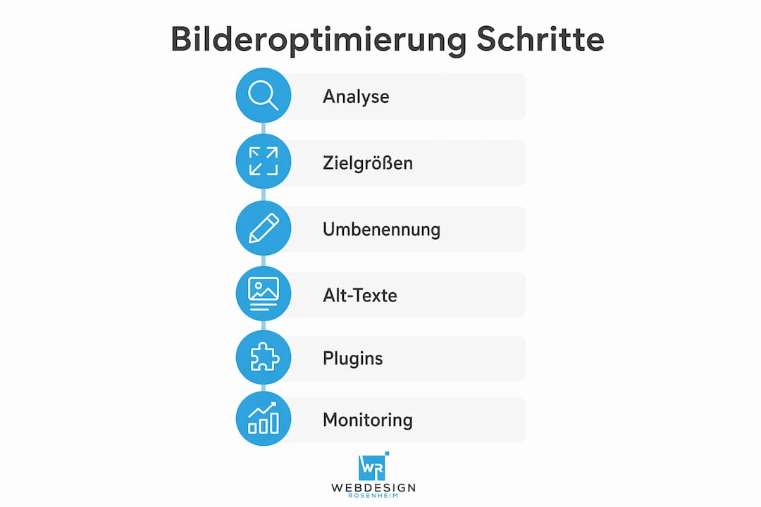 Sechs Schritte zur optimalen Bildbearbeitung – übersichtlich in einer Infografik dargestellt