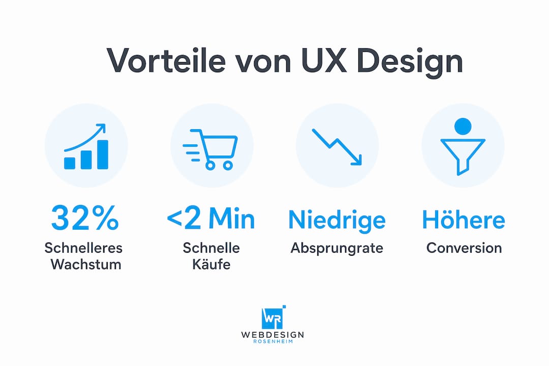 Grafik: Die wichtigsten Vorteile von UX-Design für kleine und mittlere Unternehmen auf einen Blick