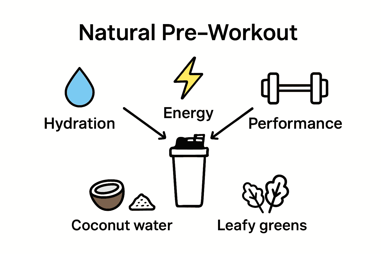 Infographic showing hydration, energy, and performance benefits with natural electrolytes.