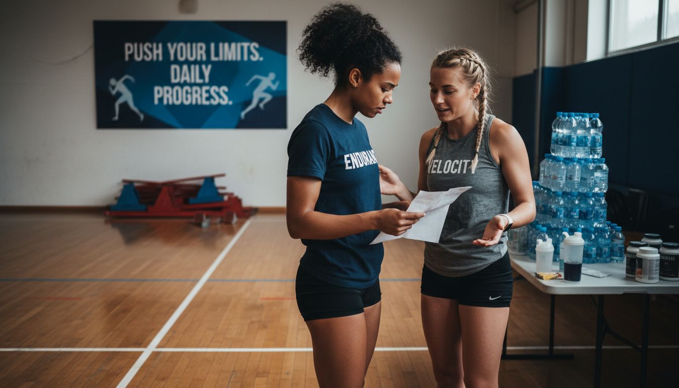 Athletes discussing supplement stack at track