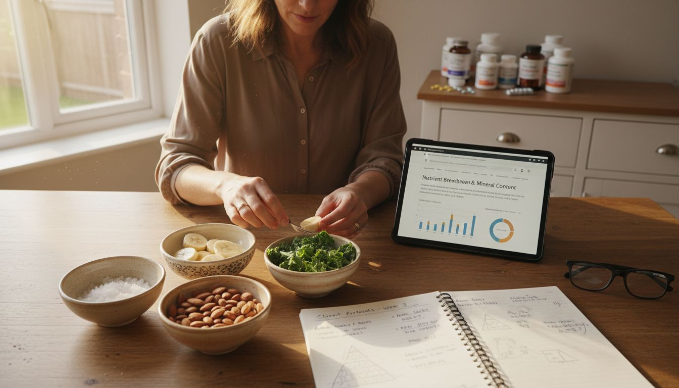 Nutritionist comparing electrolyte-rich foods