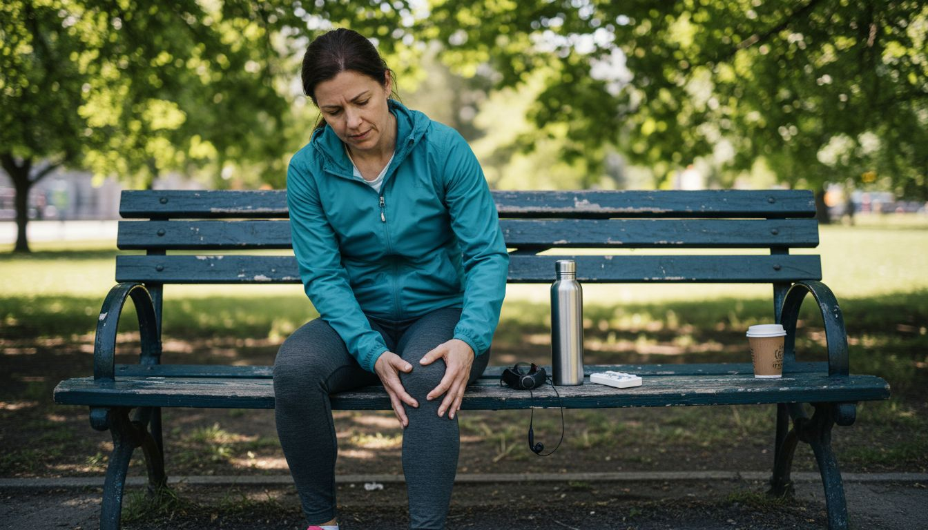 Athlete recovering after workout outdoors