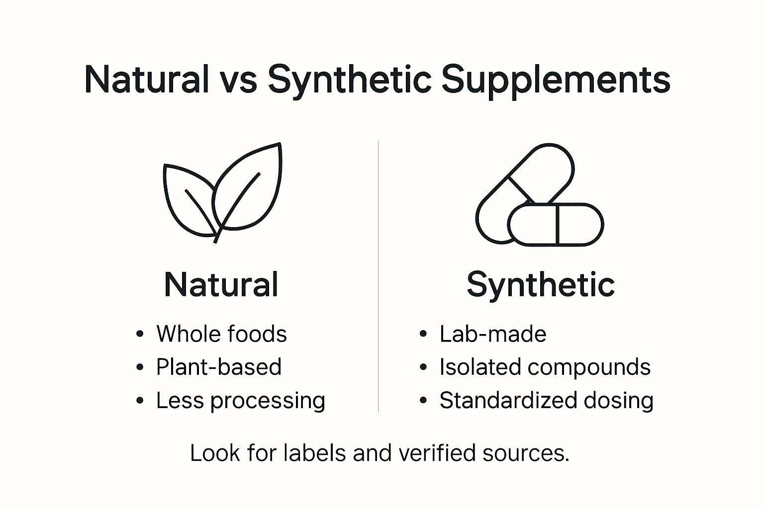 Infographic natural vs synthetic supplement comparison