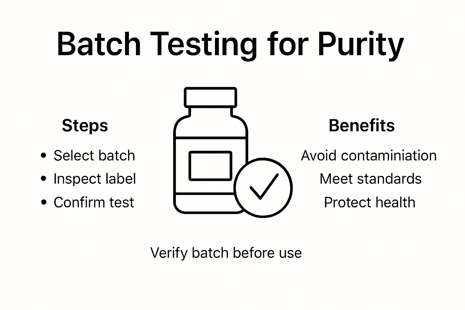 Infographic showing supplement batch testing steps