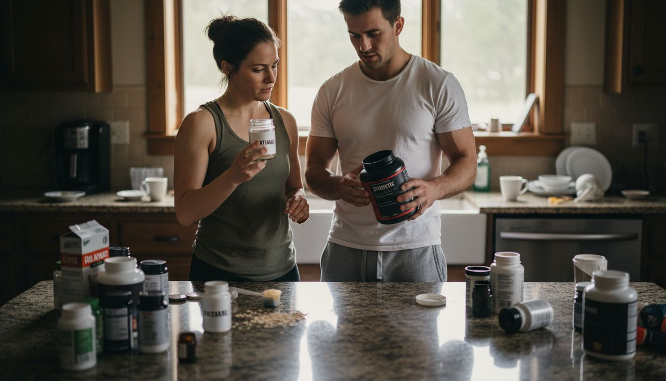 Athletes comparing natural versus synthetic supplements