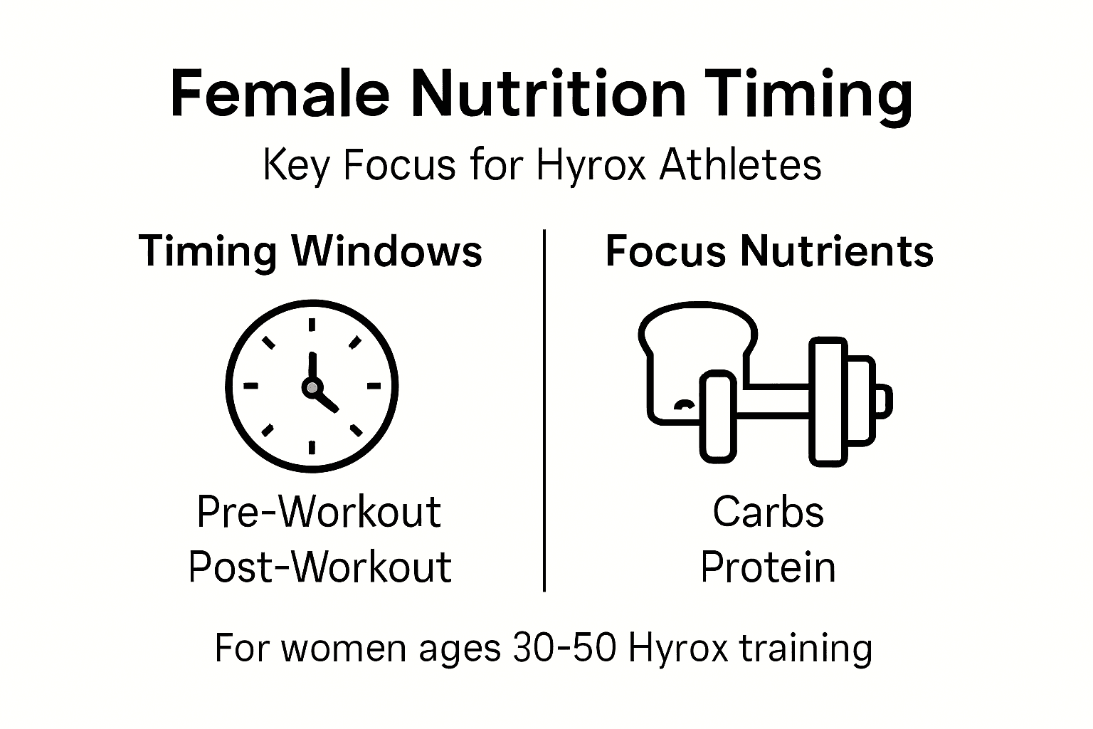 Infographic female nutrition timing for Hyrox