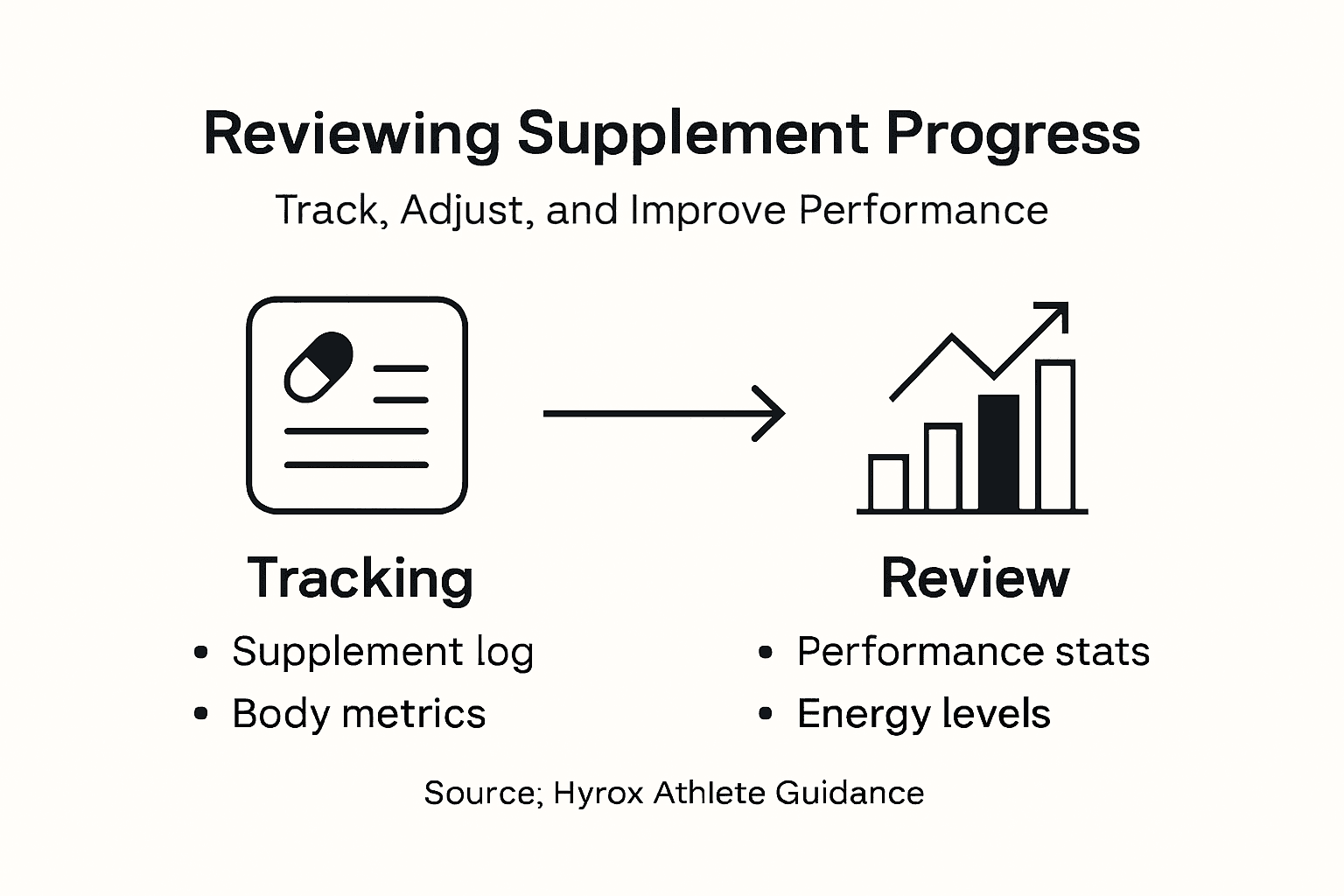Infographic with supplement review and performance steps