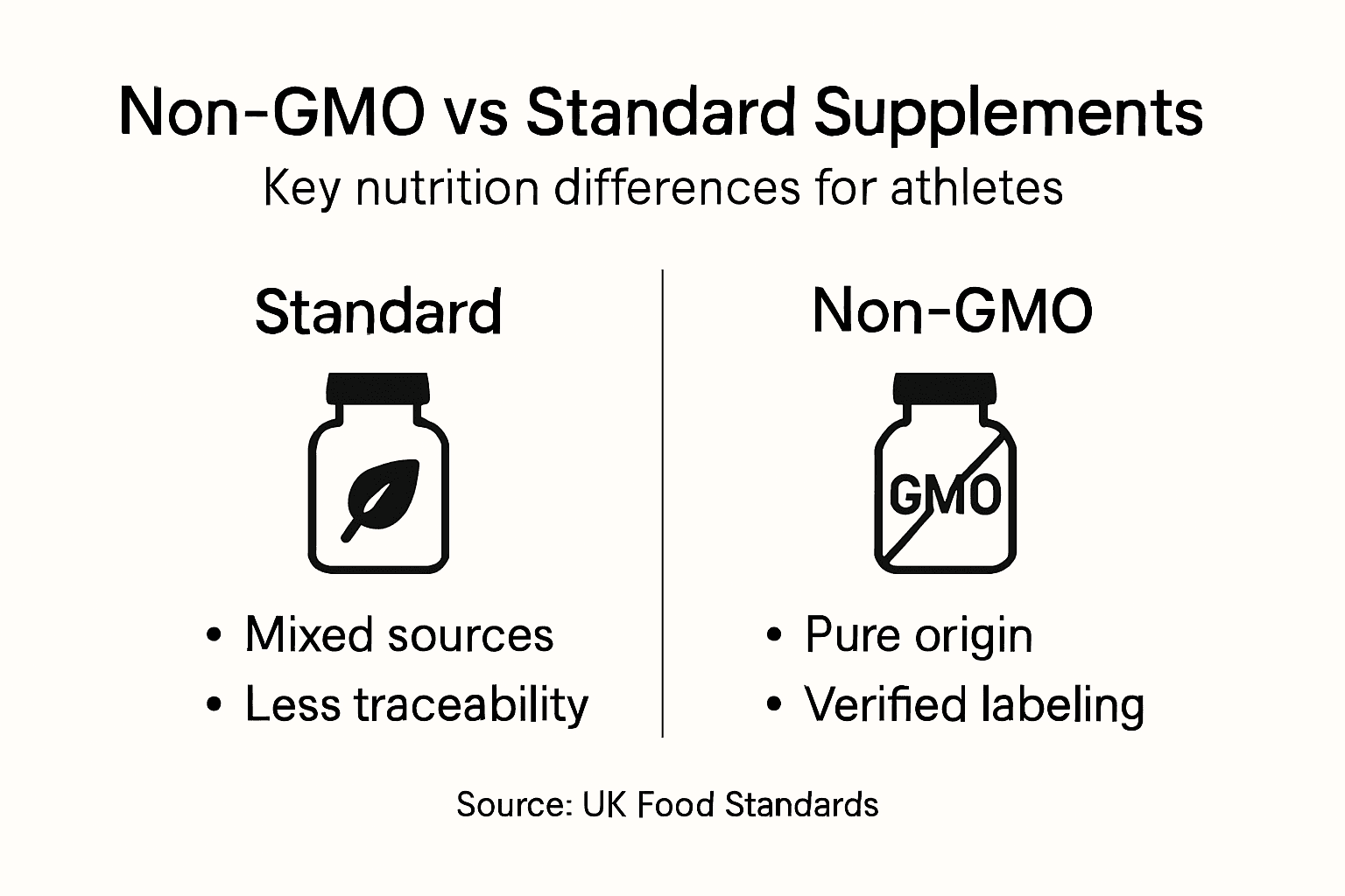 Infographic comparing non-GMO and standard supplements