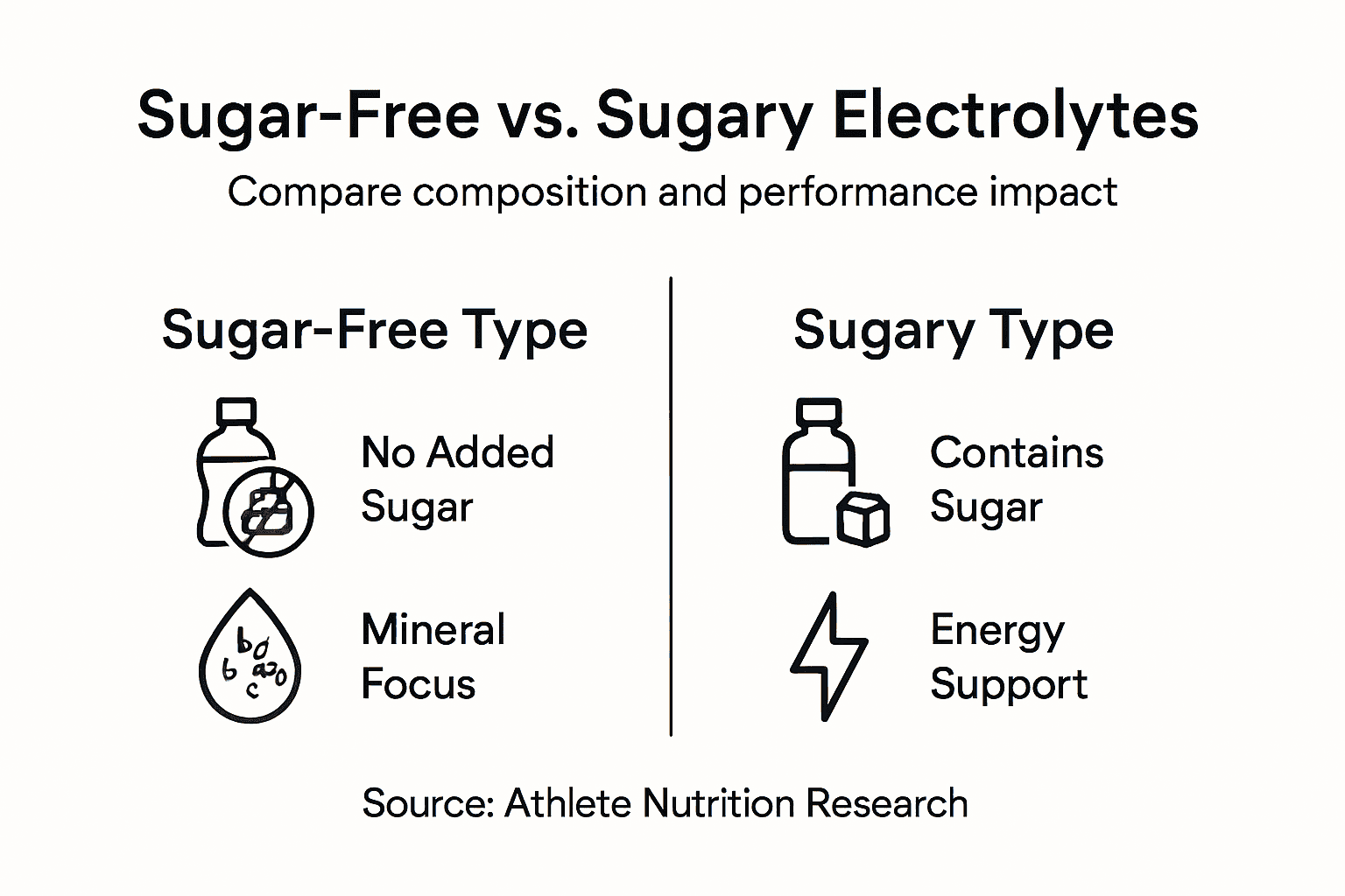 Comparison infographic sugar-free versus sugary electrolytes