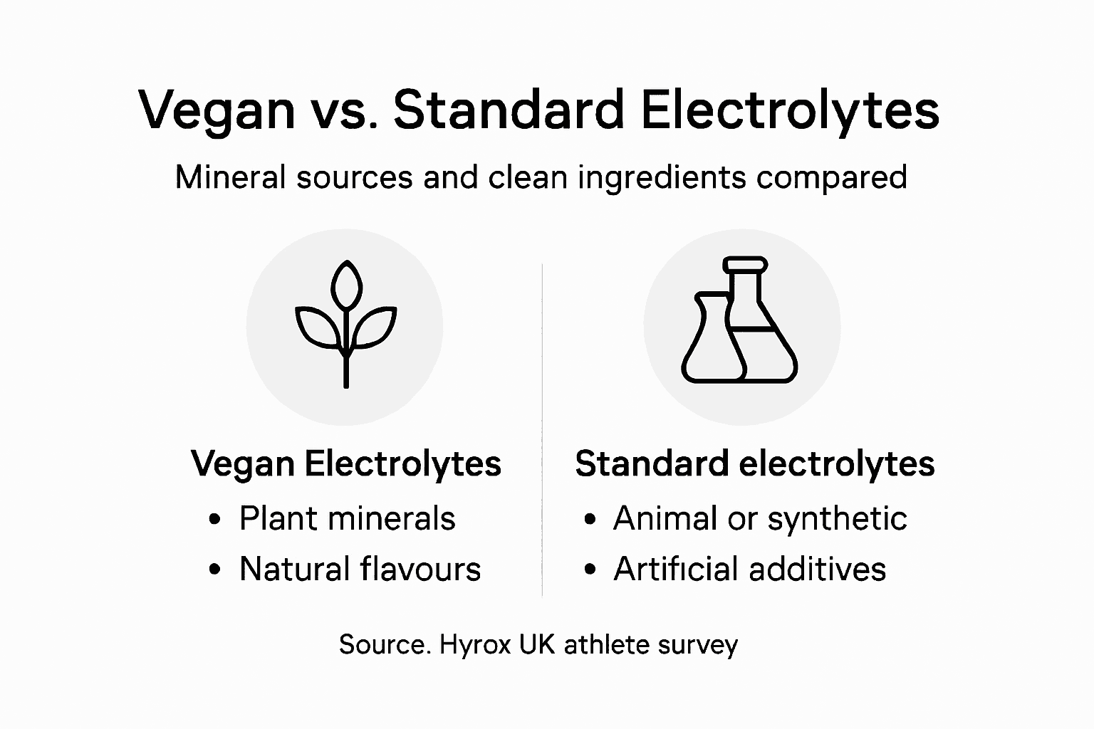 Infographic comparing vegan and standard electrolytes