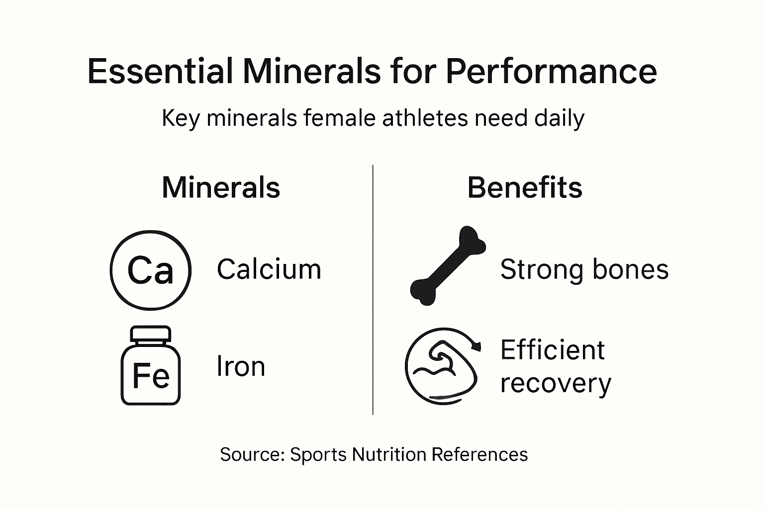 Infographic showing minerals and athletic benefits