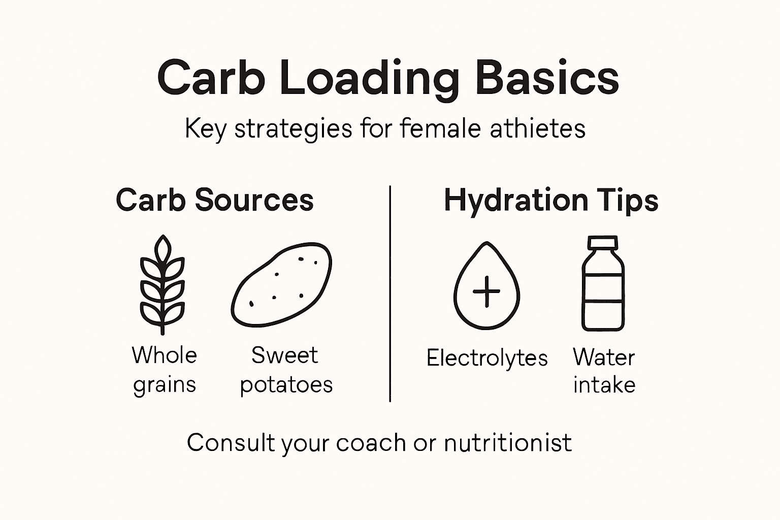 Infographic of carb loading and hydration tips