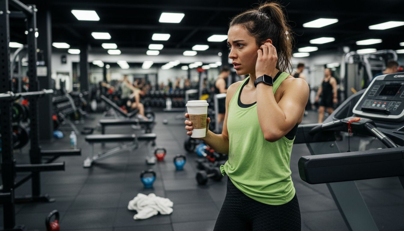 Woman athlete feeling anxious after coffee