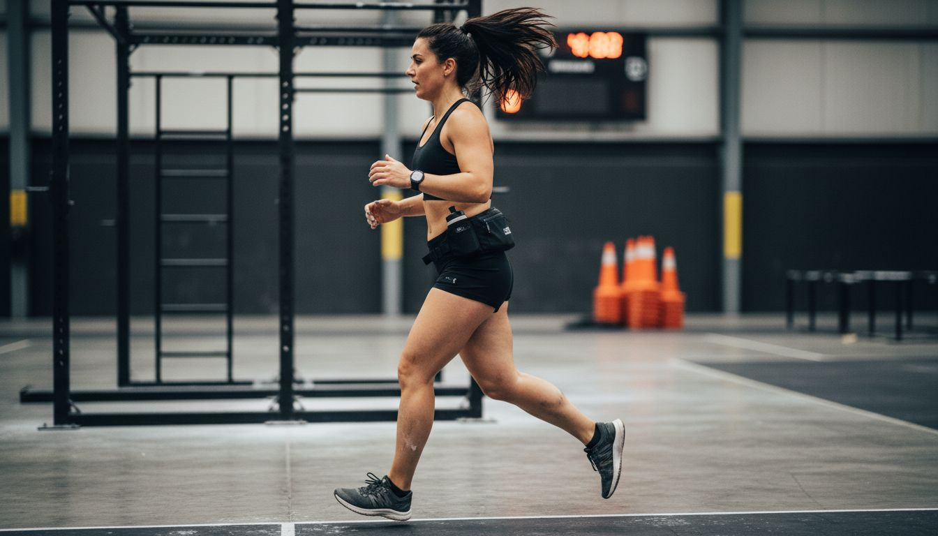 Runner wearing stable waist hydration pack