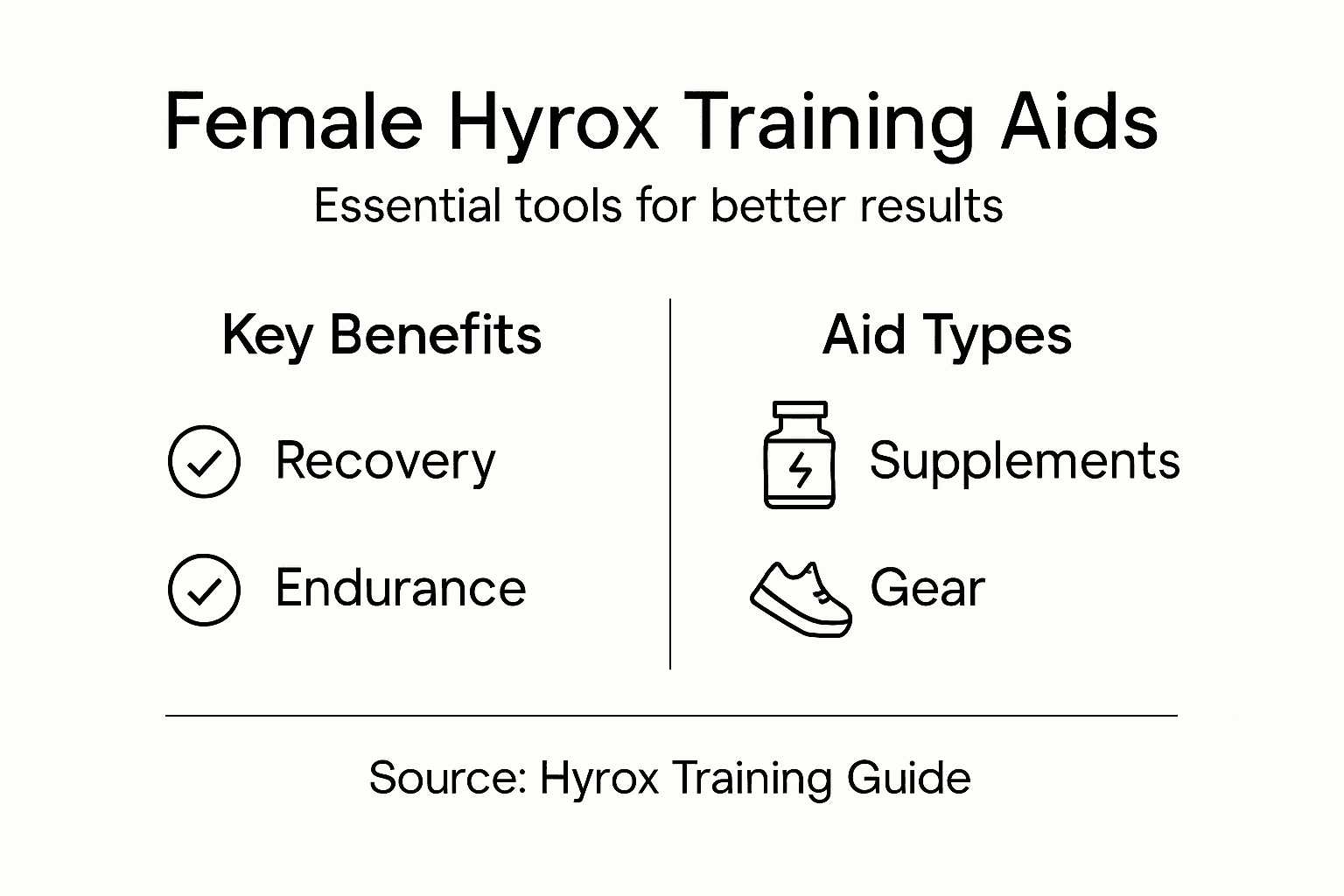Infographic of training aids and benefits for Hyrox women