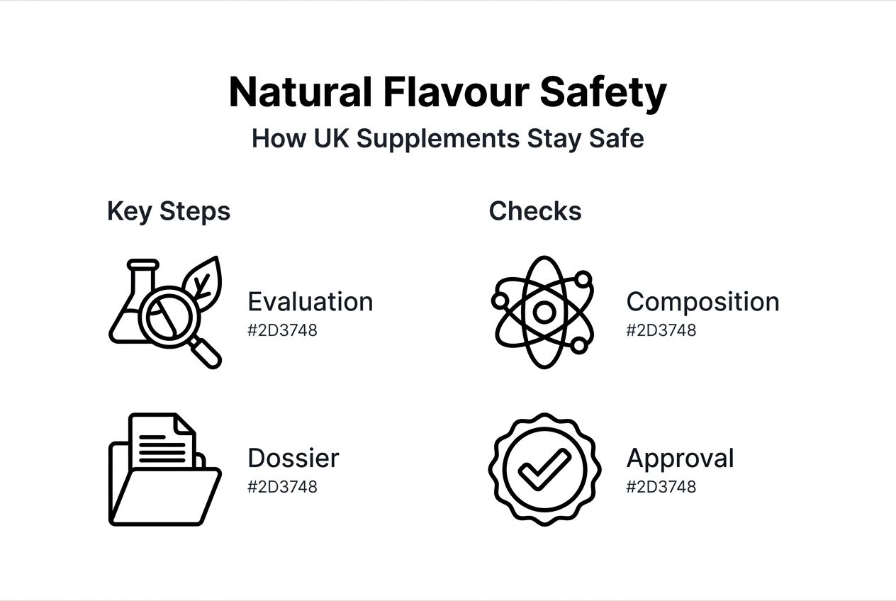Infographic outlining natural flavour safety steps UK