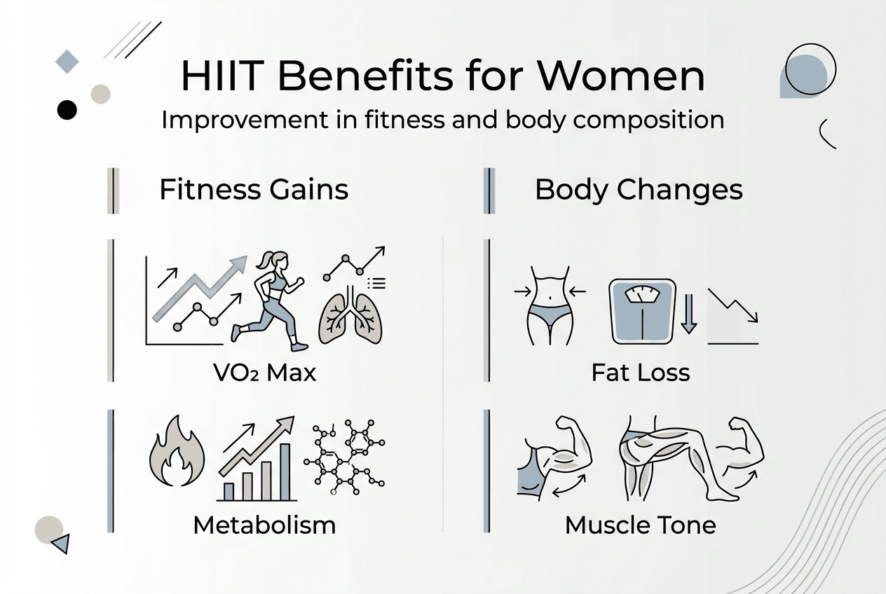 Infographic showing HIIT benefits for women