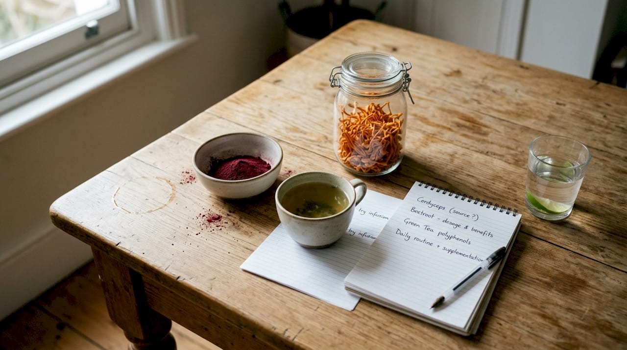 Natural pre-workout ingredients beetroot tea cordyceps