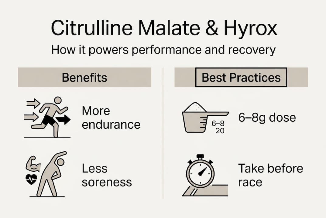 Infographic summarizing citrulline malate Hyrox benefits