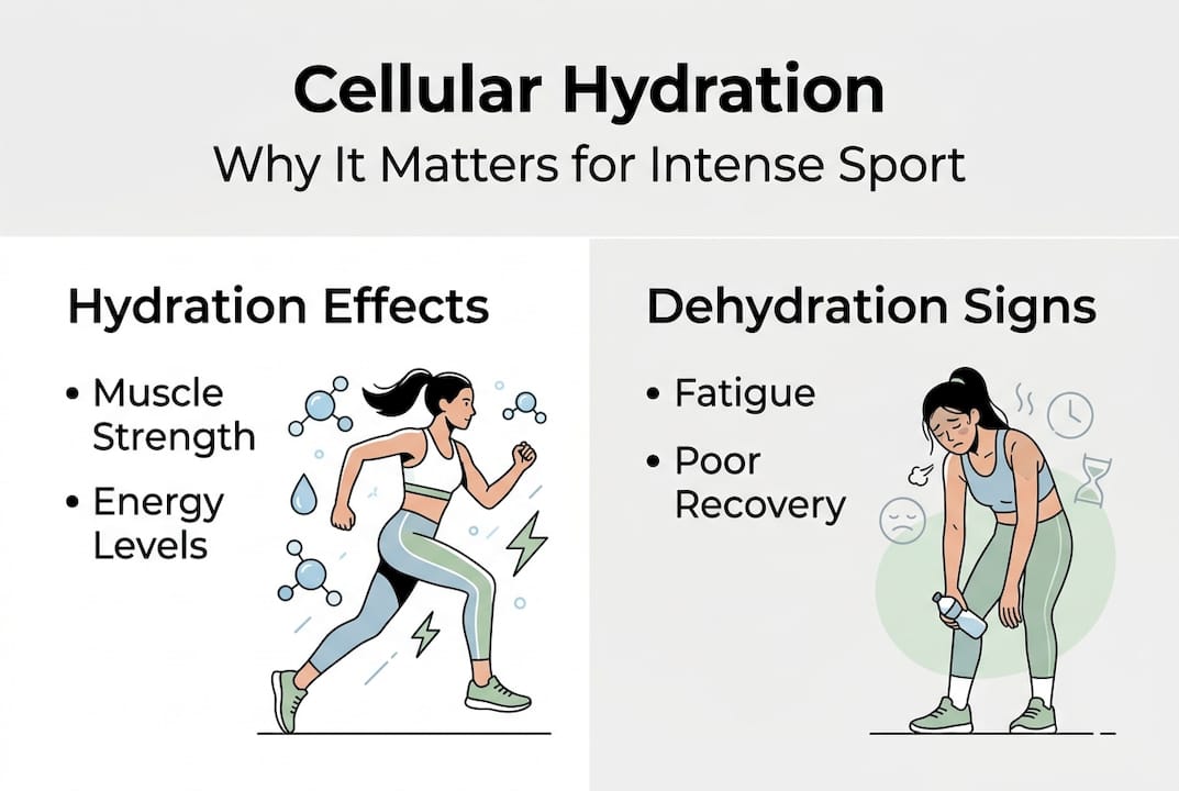 Infographic on hydration effects and dehydration signs