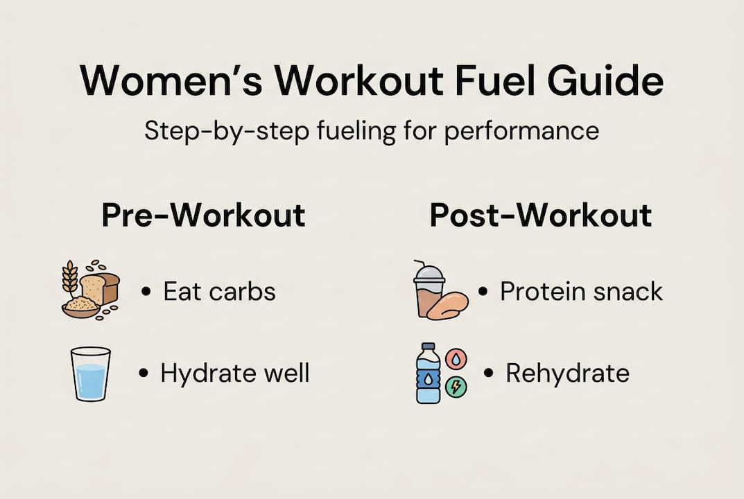 Infographic showing women's workout fuel steps