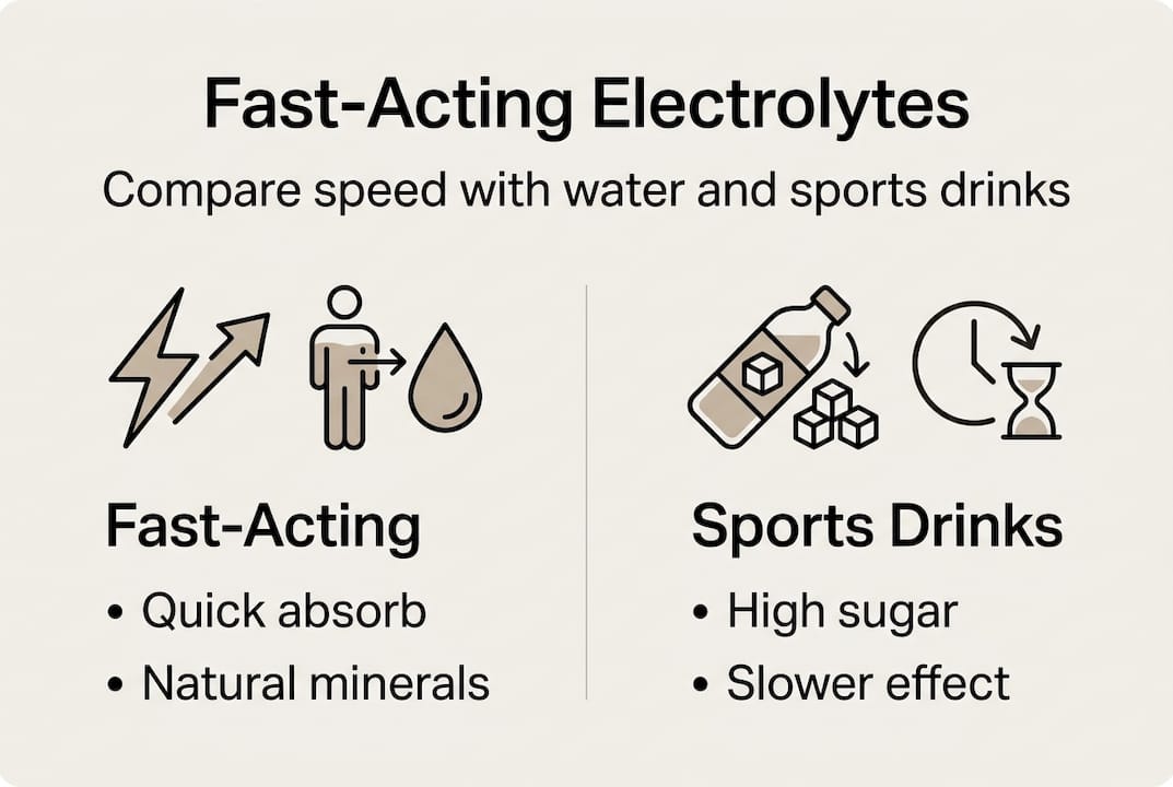 Infographic comparing fast-acting electrolytes and sports drinks